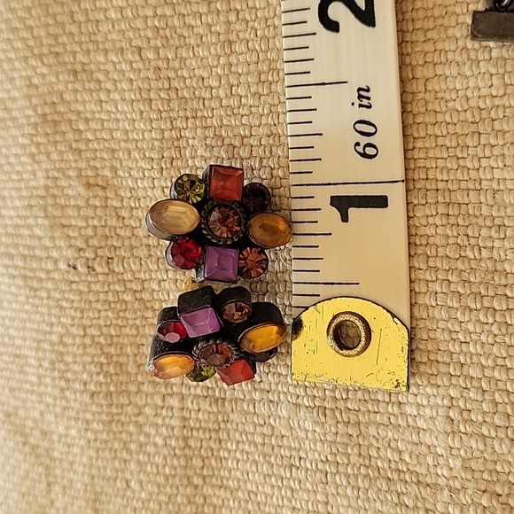 Multi gem pierced earrings and choker set - Picture 6 of 10